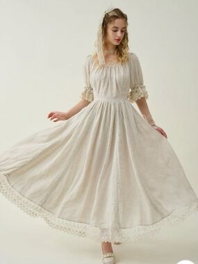 Linennaive Elowen 27 wear two ways Lace Linen Dress NWT size small beige